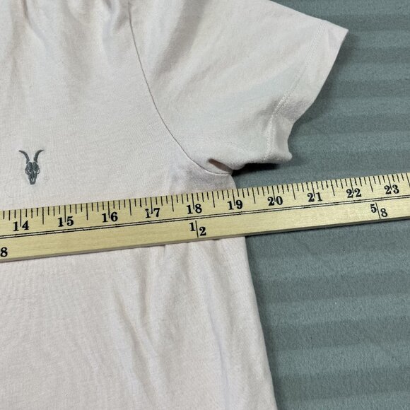 AllSaints Shirt Mens Small Light Pink Ramskull Logo Crewneck T-Shirt Tee - Picture 6 of 7
